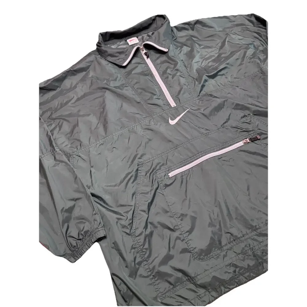 Vintage Nike Jacket Mens 2XL Green Half Zip Pullover Windbreaker Air‎ Swoosh 90s